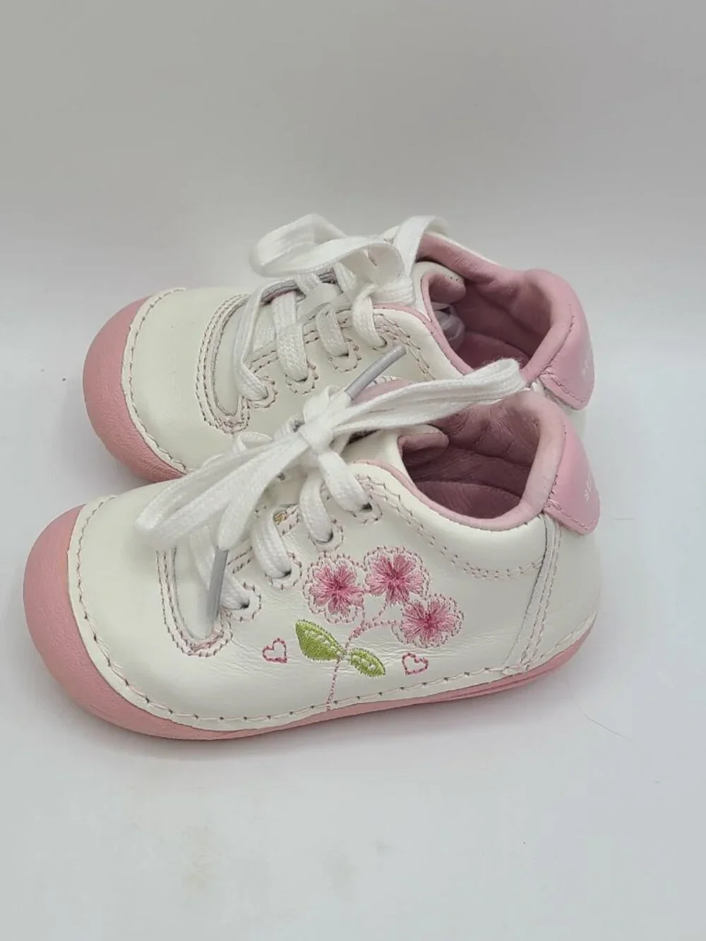 Stride Rite Pink White Leather Infant Shoes size 3